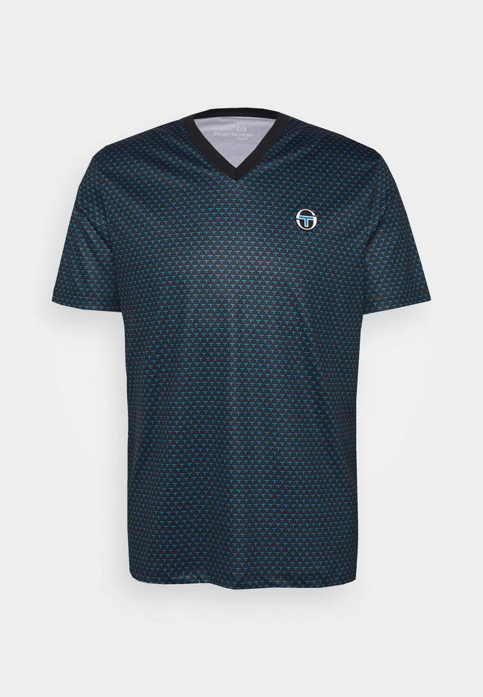 Sergio Tacchini COURT V-NECK TEE - Print T-shirt - Blue 1 Sergio Tacchini COURT V-NECK TEE - Print T-shirt - Blue