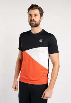 Sergio Tacchini EQUILATERO - Print T-shirt - Black/flash Orange